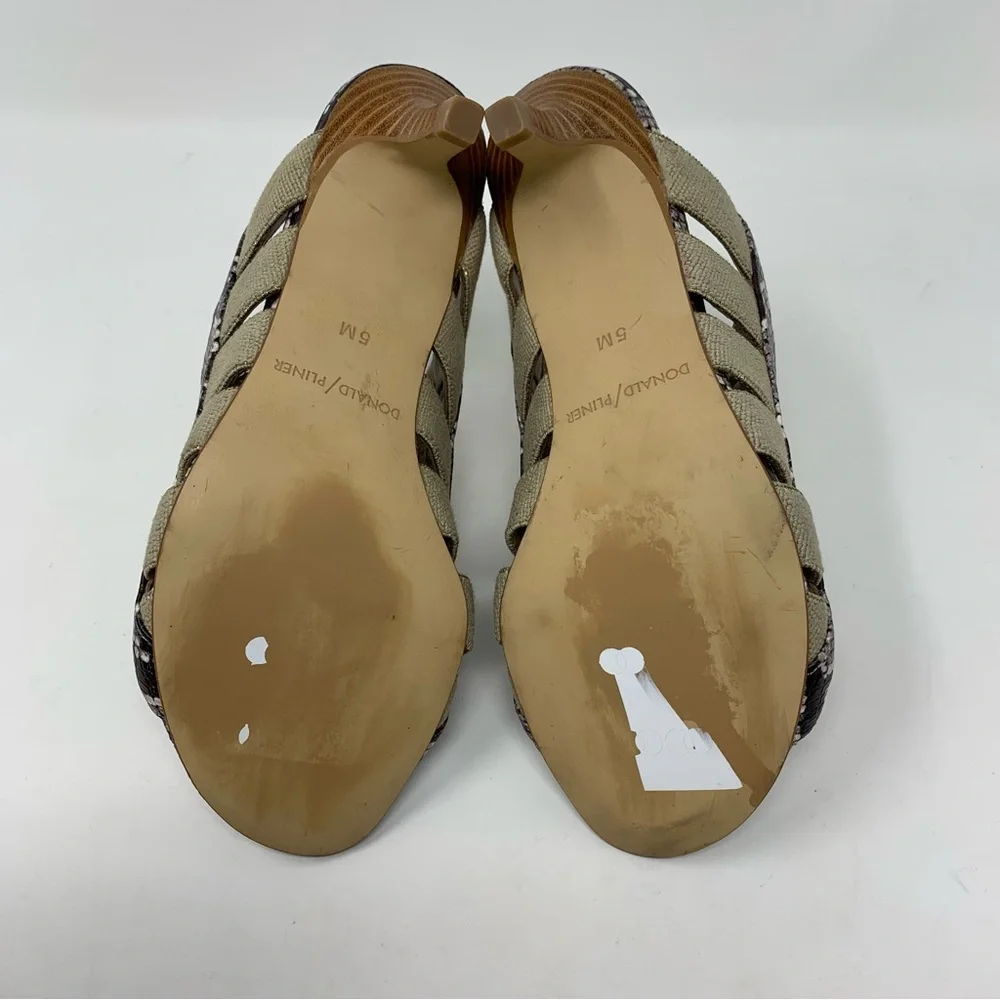Donald Pliner Kail Low Heel Gold Natural Sandal Size 5